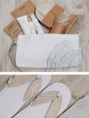 Hawaiian Airlines Business First Class Int'l Amenity Kit Travel Pouch + Slippers